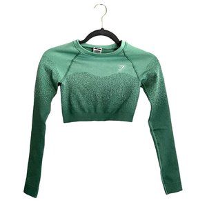 Gymshark Adapt Ombre Seamless Long Sleeve Crop Top Green